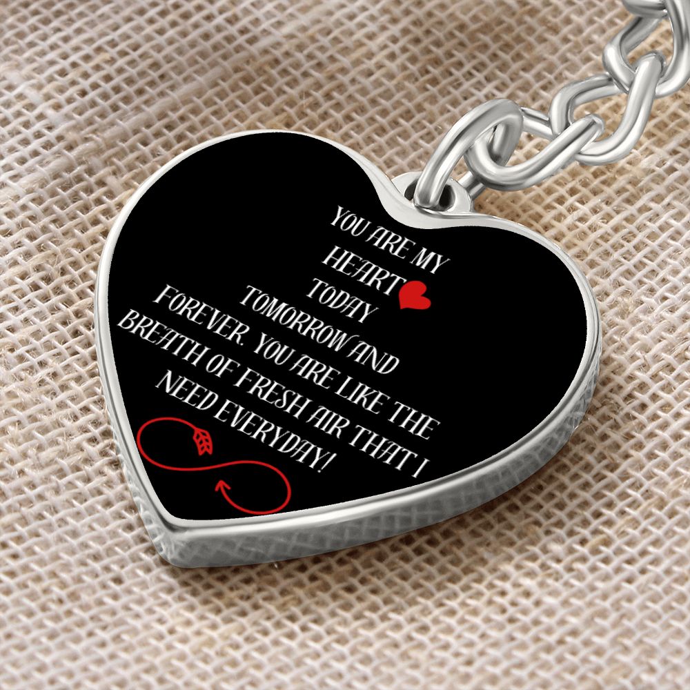 BLACK GRAPHIC HEART KEYCHAIN  WITH OPTIONAL ENGRAVING ON THE BACK FOR A LOVED ONE