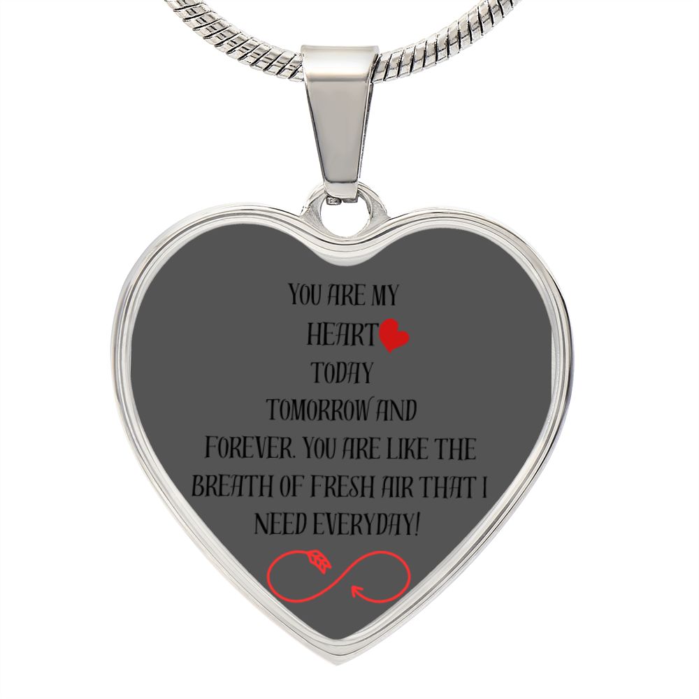 GRAY HEART PENDANT WITH OPTIONAL ENGRAVING ON THE BACK FOR A LOVED ONE