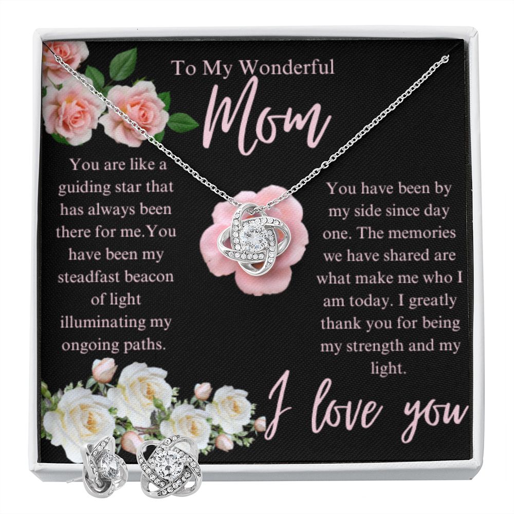 Love Knot Earring & Necklace Set For Mom